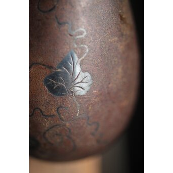 銀象嵌 鉄打出瓢型 火薬入/一輪挿　M211 