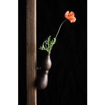 銀象嵌 鉄打出瓢型 火薬入/一輪挿　M211