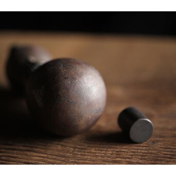 銀象嵌 鉄打出瓢型 火薬入/一輪挿　M211 