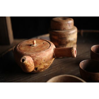 竹根 煎茶道具一式 急須 湯冷 茶入 煎茶椀　U215 