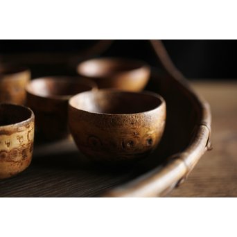 竹根 煎茶道具一式 急須 湯冷 茶入 煎茶椀　U215 