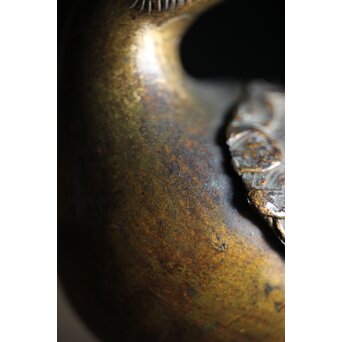 古銅鍍金 金銅鶉香炉　M212 