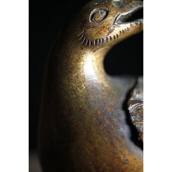 古銅鍍金 金銅鶉香炉　M212 