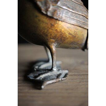 古銅鍍金 金銅鶉香炉　M212 