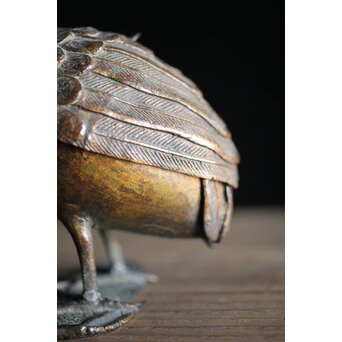 古銅鍍金 金銅鶉香炉　M212 