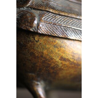 古銅鍍金 金銅鶉香炉　M212 