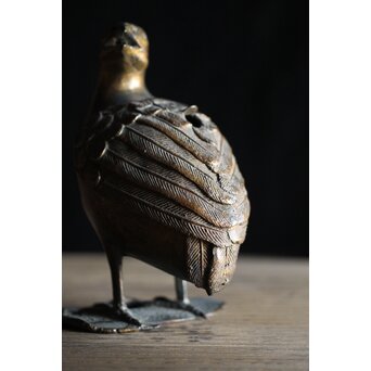 古銅鍍金 金銅鶉香炉　M212 