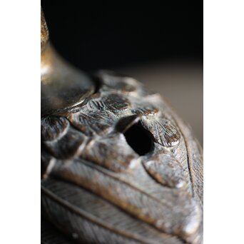 古銅鍍金 金銅鶉香炉　M212 