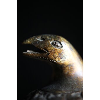 古銅鍍金 金銅鶉香炉　M212 