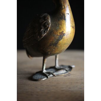 古銅鍍金 金銅鶉香炉　M212 