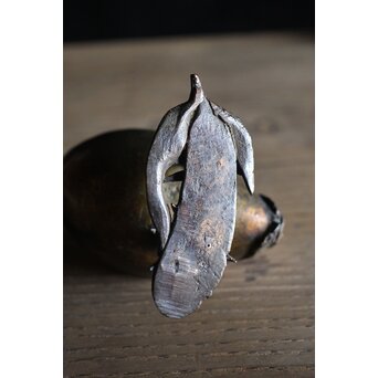 古銅鍍金 金銅鶉香炉　M212 