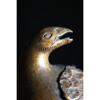 古銅鍍金 金銅鶉香炉　M212 