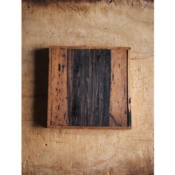 水墨観瀑図如し 黒柿香盆/煎茶盆　X238 