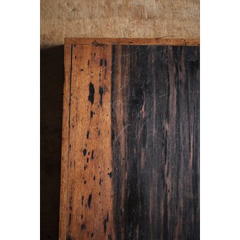 水墨観瀑図如し 黒柿香盆/煎茶盆　X238 