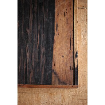 水墨観瀑図如し 黒柿香盆/煎茶盆　X238 