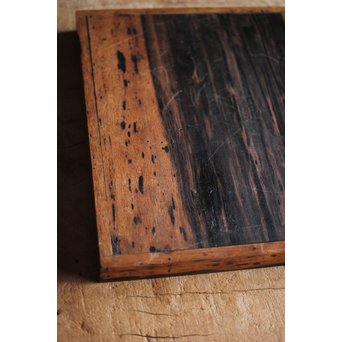 水墨観瀑図如し 黒柿香盆/煎茶盆　X238 