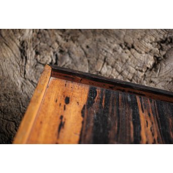 水墨観瀑図如し 黒柿香盆/煎茶盆　X238 