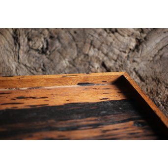 水墨観瀑図如し 黒柿香盆/煎茶盆　X238 