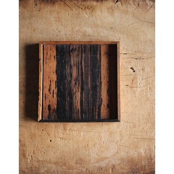 水墨観瀑図如し 黒柿香盆/煎茶盆　X238