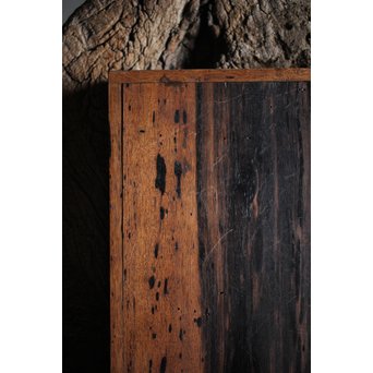 水墨観瀑図如し 黒柿香盆/煎茶盆　X238 