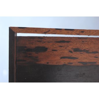 水墨観瀑図如し 黒柿香盆/煎茶盆　X238 