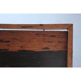 水墨観瀑図如し 黒柿香盆/煎茶盆　X238 