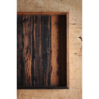 水墨観瀑図如し 黒柿香盆/煎茶盆　X238 