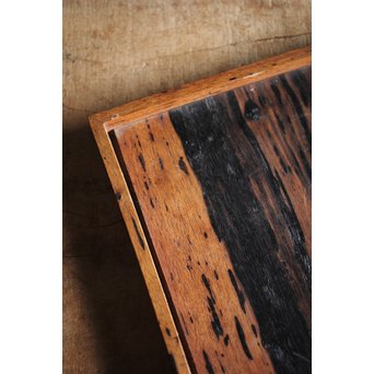 水墨観瀑図如し 黒柿香盆/煎茶盆　X238 