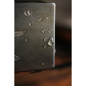 十世 中川浄益/淳三郎 喜見城毛彫 銀升/ぐい呑み 十二代 黒田正玄箱書　M213 