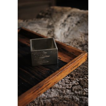 十世 中川浄益/淳三郎 喜見城毛彫 銀升/ぐい呑み 十二代 黒田正玄箱書　M213 