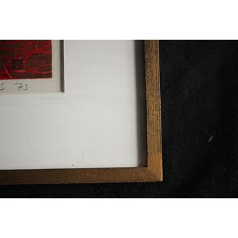 星襄一【赤い枝】木版画額装　Z216 