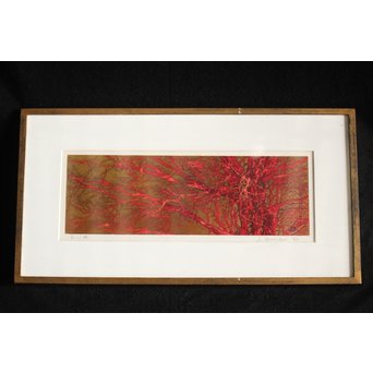 星襄一【赤い枝】木版画額装　Z216