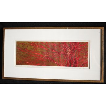 星襄一【赤い枝】木版画額装　Z216 