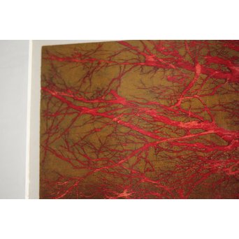 星襄一【赤い枝】木版画額装　Z216 