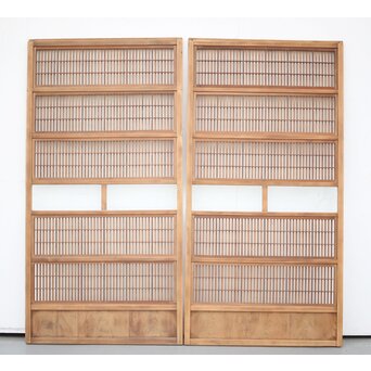 障子枠付 白木格子戸 2枚1組　L1024YD 背面　障子枠があります