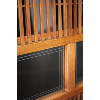 障子枠付 白木格子戸 2枚1組　L1024YD 枠にのみ線の入った　珍しいデザインです