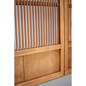 にかわガラス 白木格子戸 2枚1組　L1025 