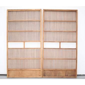 にかわガラス 白木格子戸 2枚1組　L1025 