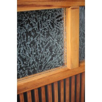 にかわガラス 白木格子戸 2枚1組　L1025 