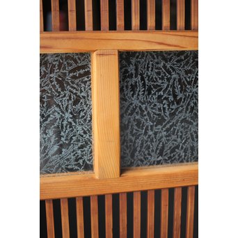 にかわガラス 白木格子戸 2枚1組　L1025 