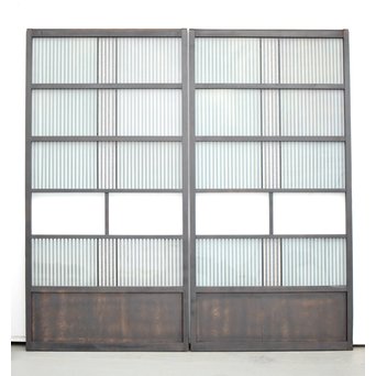 背面ガラス 黒格子戸 4枚1組　L1026 