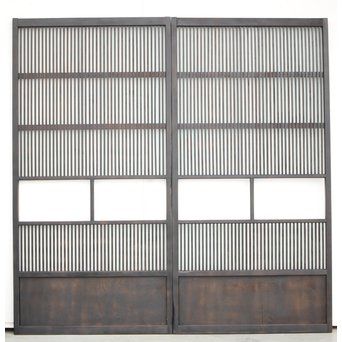 背面ガラス 黒格子戸 4枚1組　L1026 