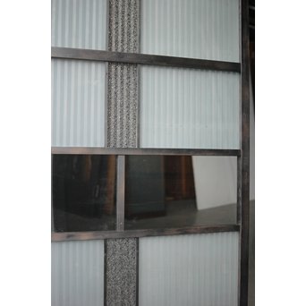 背面ガラス 黒格子戸 4枚1組　L1026 