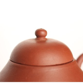 孟臣製 朱泥急須 宜興紫砂壷 昌記 55ml 梨式水平壺　P190 