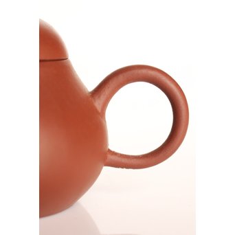 孟臣製 朱泥急須 宜興紫砂壷 昌記 55ml 梨式水平壺　P190 