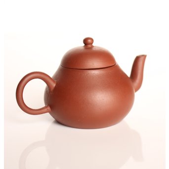 孟臣製 朱泥急須 宜興紫砂壷 昌記 55ml 梨式水平壺　P190 