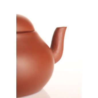 孟臣製 朱泥急須 宜興紫砂壷 昌記 55ml 梨式水平壺　P190 