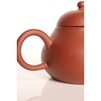 孟臣製 朱泥急須 宜興紫砂壷 昌記 55ml 梨式水平壺　P190 