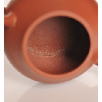 孟臣製 朱泥急須 宜興紫砂壷 昌記 55ml 梨式水平壺　P190 