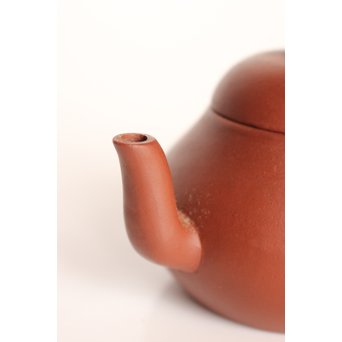 孟臣製 朱泥急須 宜興紫砂壷 昌記 55ml 梨式水平壺　P190 